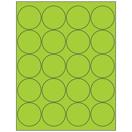 Bsc Preferred 2'' Fluorescent Green Circle Laser Labels, 2000PK BUY00091487